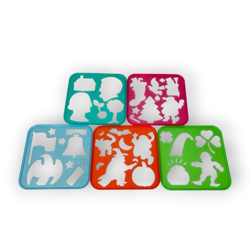 Tupperware Stencils Vintage 1990 Tuppertoys Set of 5 Patriotic Halloween Holiday